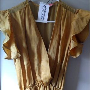 Colorant Boutique Gold Dress with Sheer Back (S/S 2019 Collection) NWT